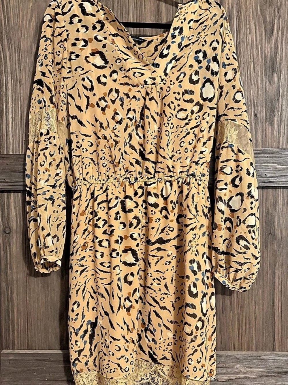 Animal Print Mini Dress in light mustard & Black